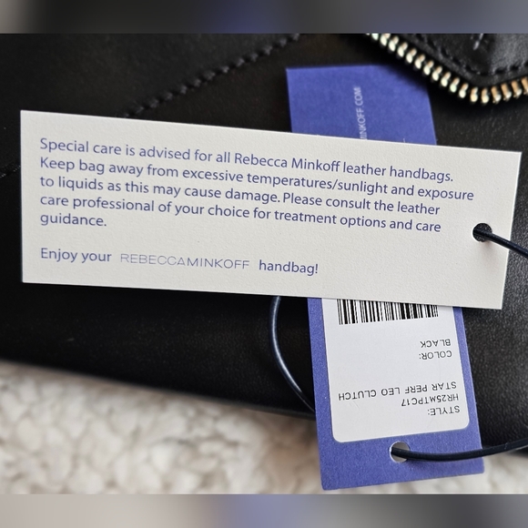 Rebecca Minkoff black leather star perforated Clutch NWT with original duster - Picture 4 of 7